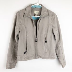 LL Bean Gray Khaki zip up jacket